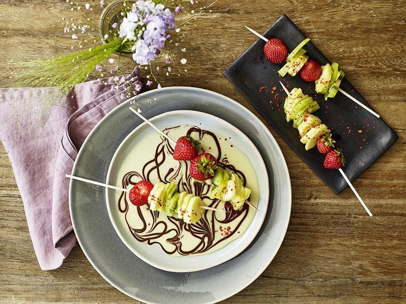 Brochettes de fruits et sauce chocolat - tonka - Épices Fuchs