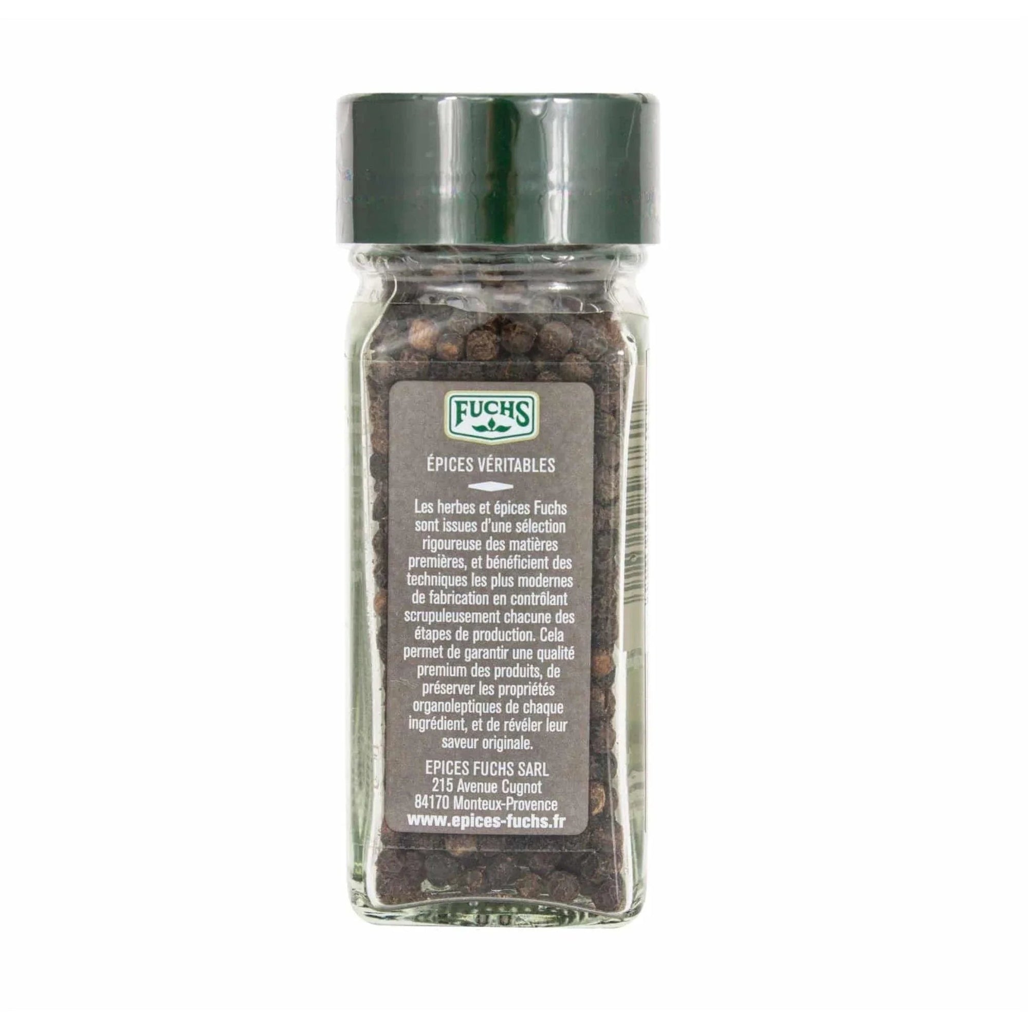 Poivre noir grains flacon - 42G FUCHS - Épices Fuchs