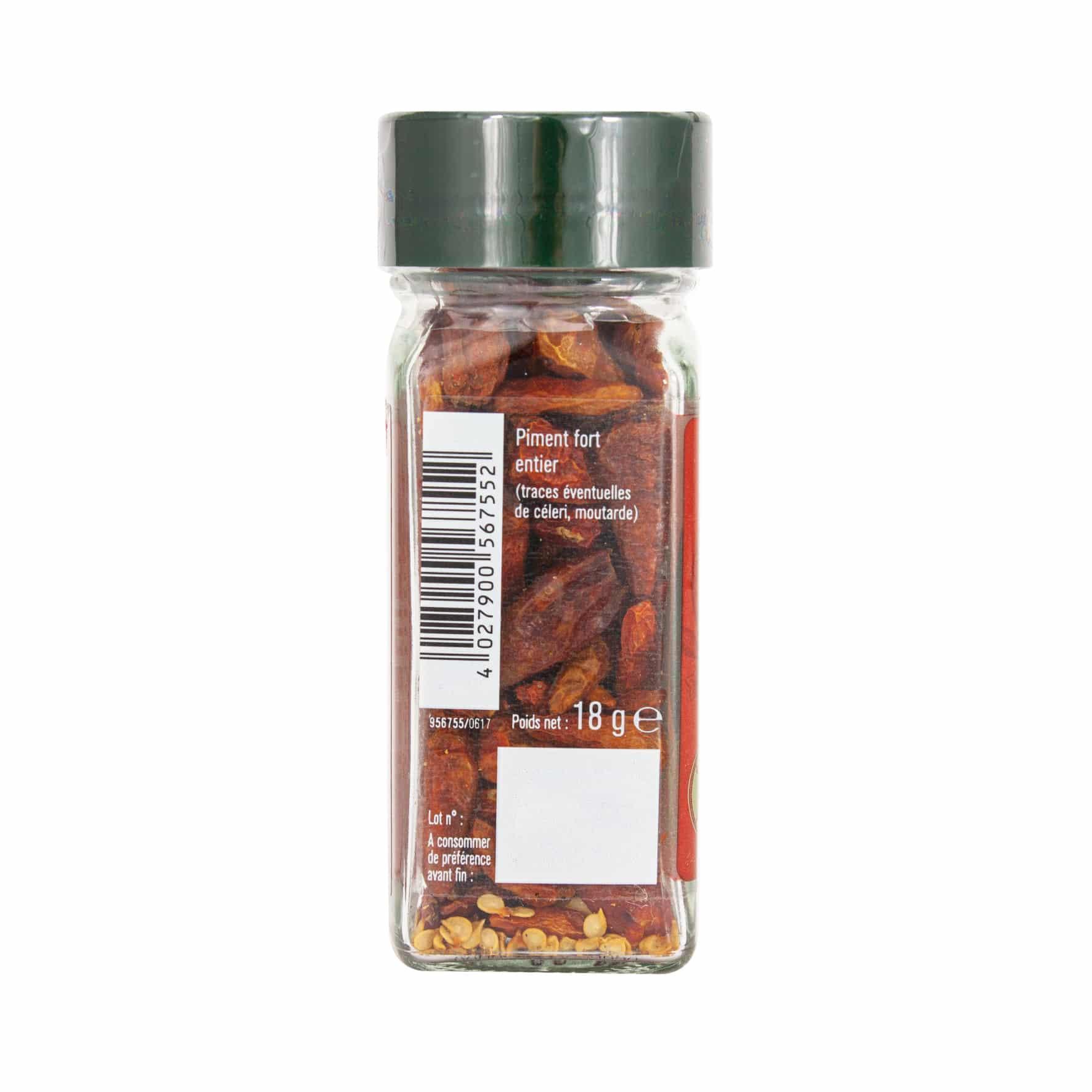 Piment fort entier flacon - 18G FUCHS - Épices Fuchs