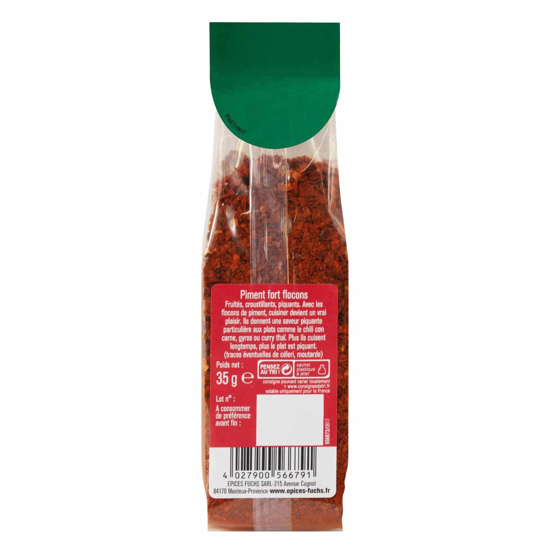 Piment fort flocons sachet recharge - 35G FUCHS - Épices Fuchs