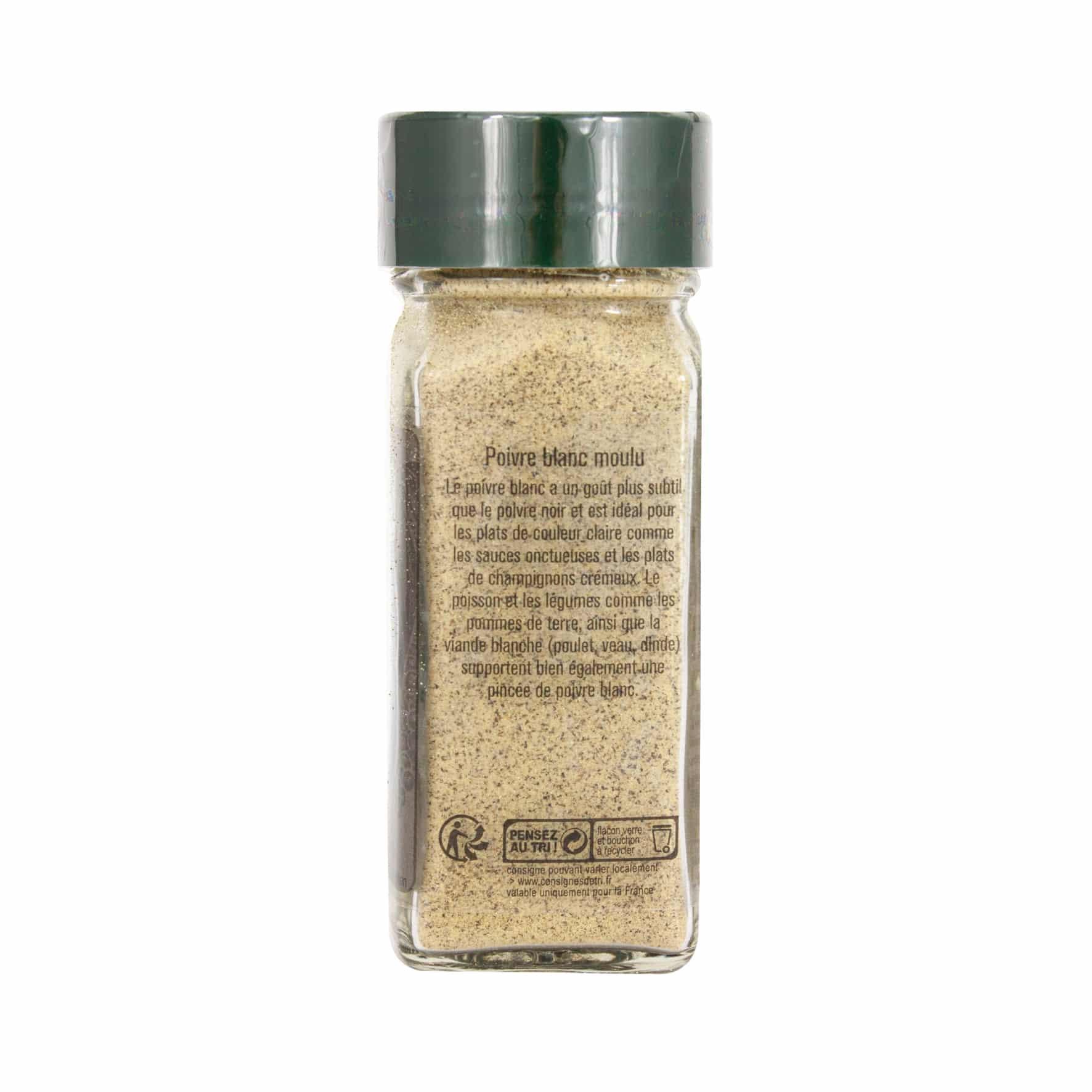 Poivre blanc moulu flacon - 46G FUCHS - Épices Fuchs