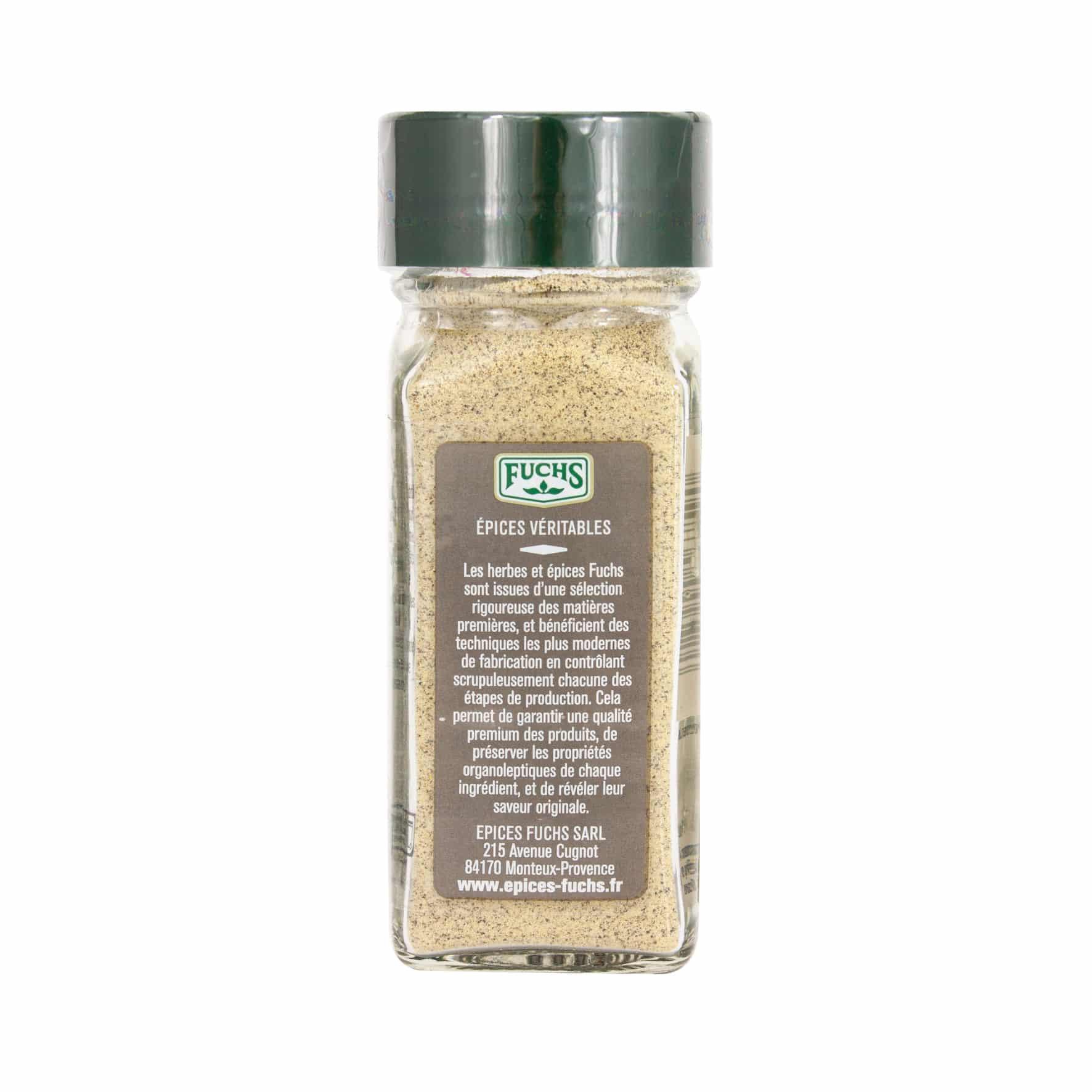 Poivre blanc moulu flacon - 46G FUCHS - Épices Fuchs