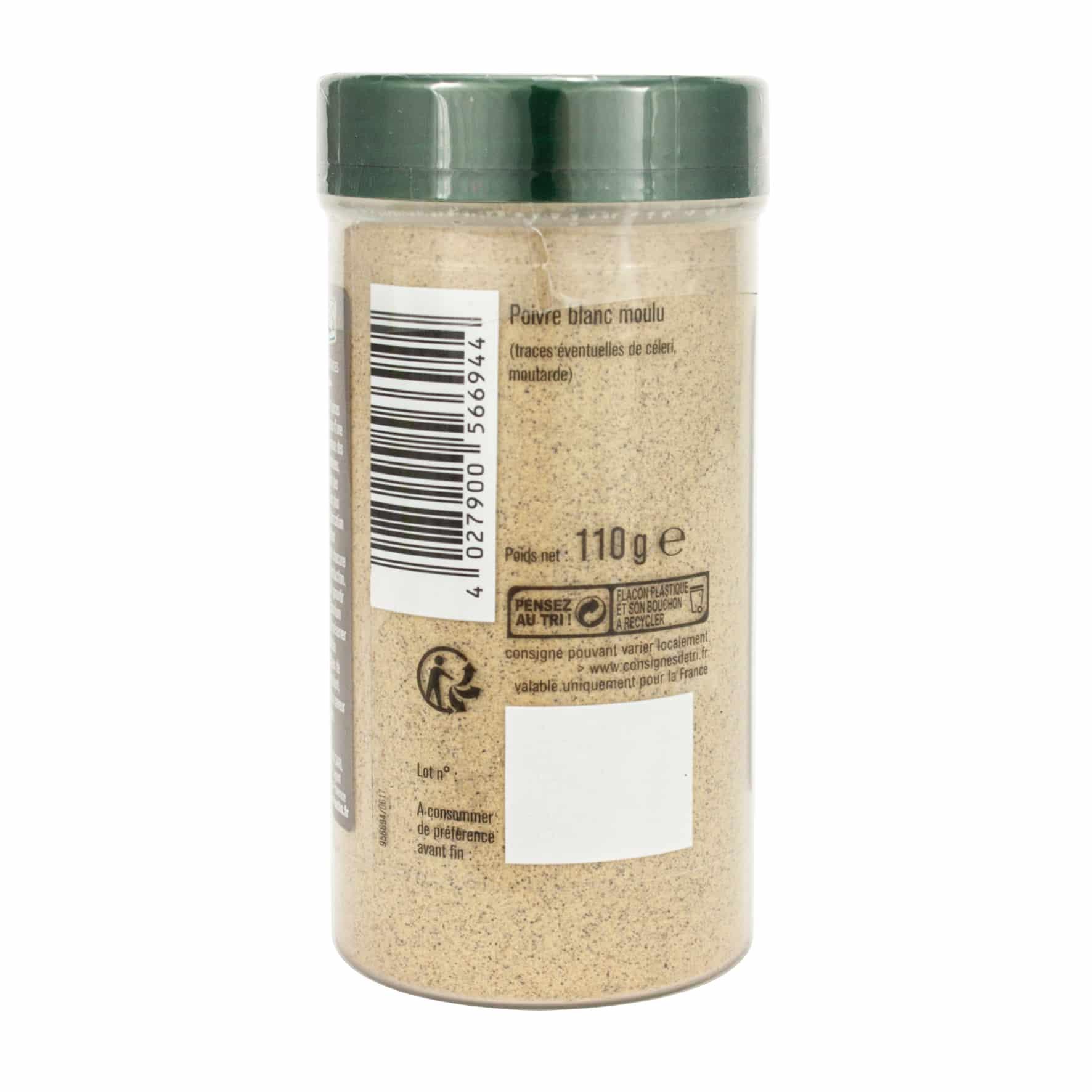 Poivre blanc moulu tubo - 110G FUCHS - Épices Fuchs