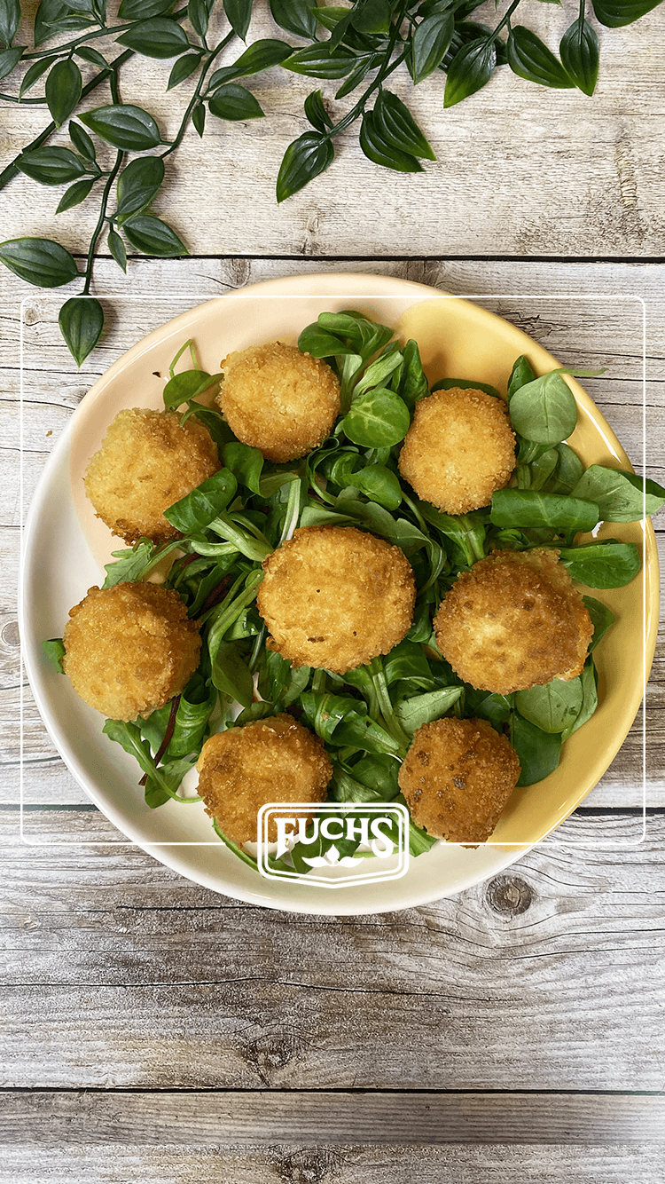 Croquettes de fromage cheddar mozzarella croustillantes au Piment d'Espelette AOP Fuchs, dorées et fondantes à l'intérieur