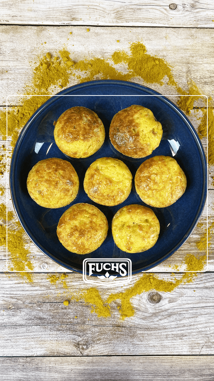 Muffins salés au poulet, comté râpé et curry Gold Fuchs, dorés au four pour un apéritif ou un brunch convivial