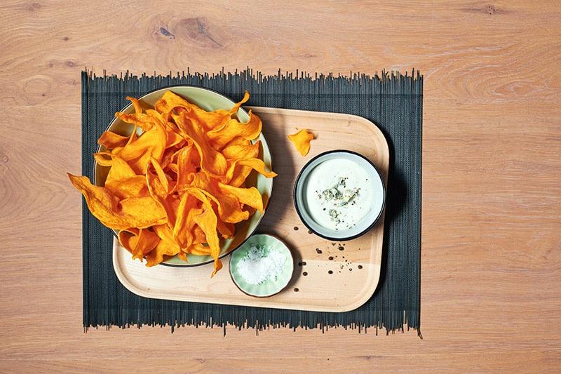 Chips-de-patate-douce-sauce-au-bleu Épices Fuchs