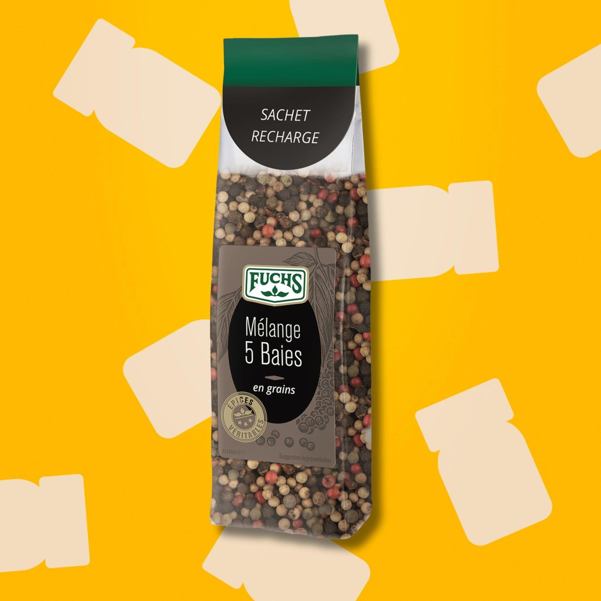 Mélange 5 baies grains sachet recharge - 45G FUCHS - Épices Fuchs