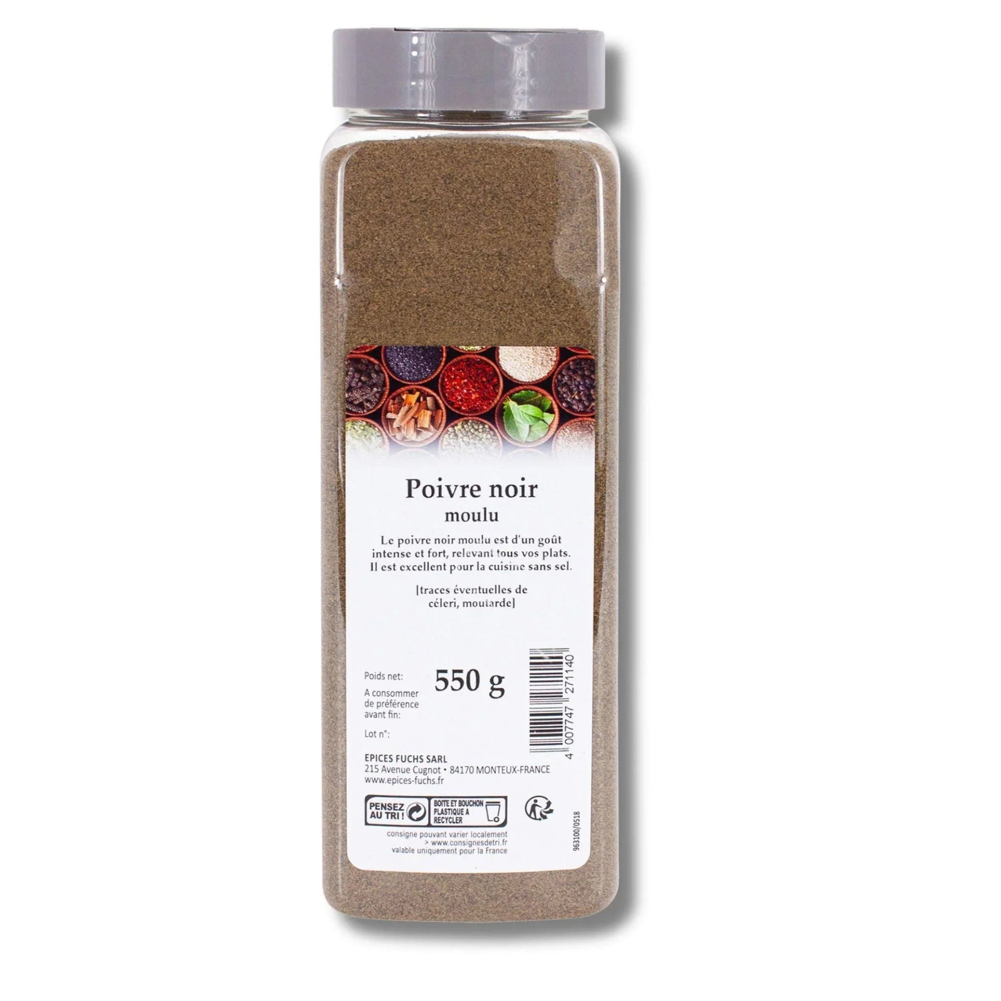 Poivre noir moulu boite litre - 550G COLUMBIA - Épices Fuchs