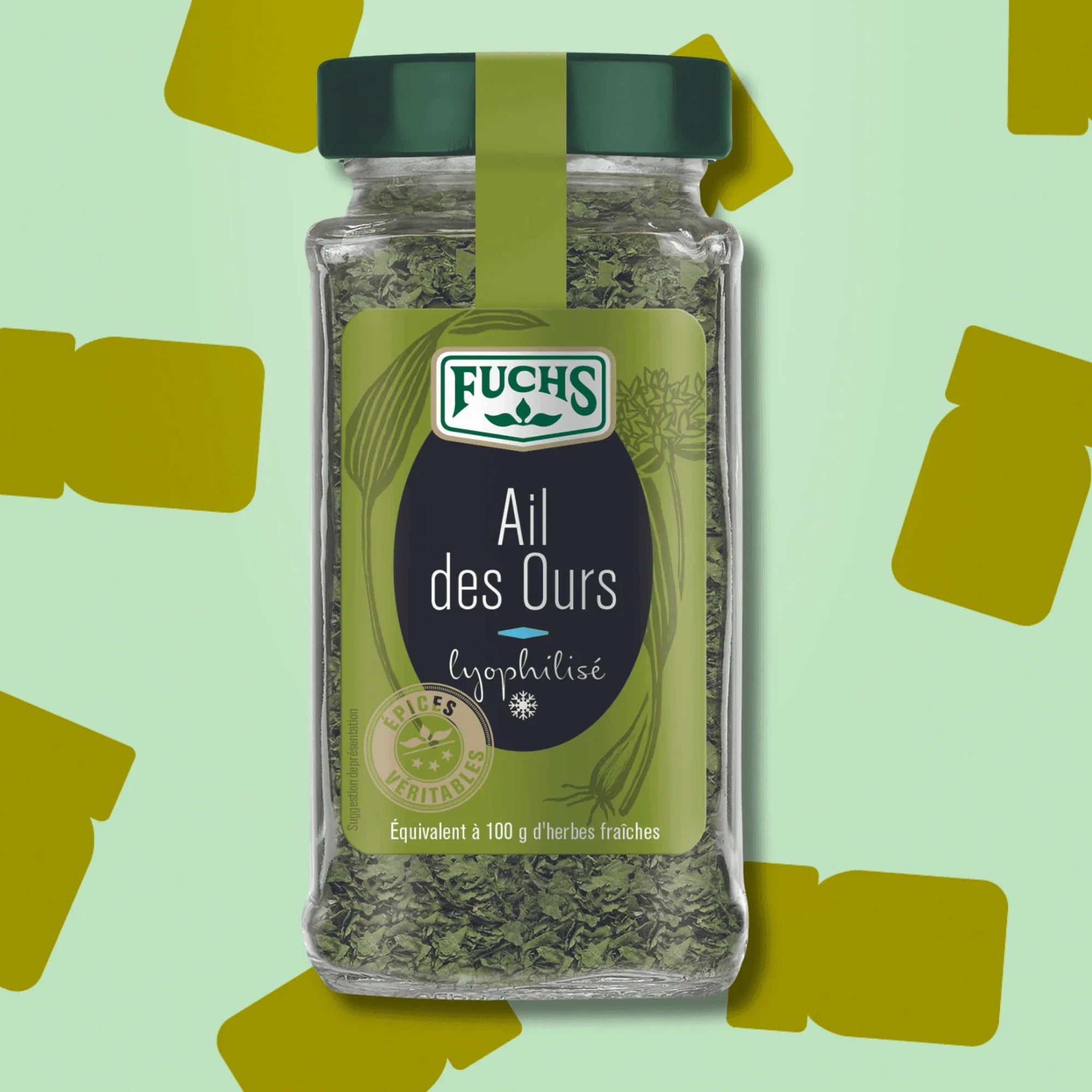 Flacon d'ail des ours lyophilisé Fuchs 11g pour pesto, risotto et sauces gastronomiques - 11  grammes égal 100 grammes herbes Fraiches