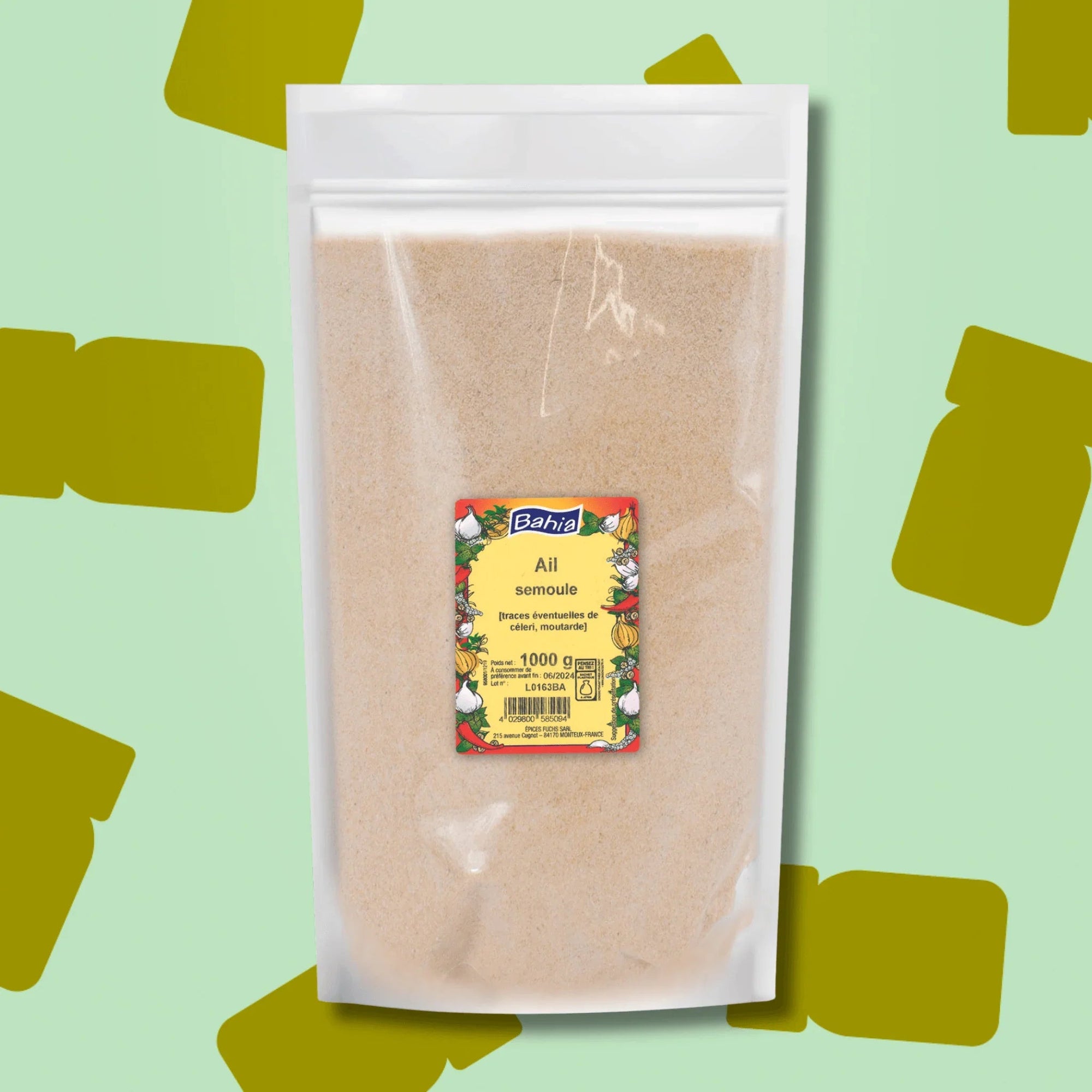 Format professionnel économique d'un kilo d'ail semoule Bahia pour restaurateurs et chefs de cuisine. Idéal pour assaisonner en volume les marinades, sauces, poêlées de légumes, viandes et plats mijotés