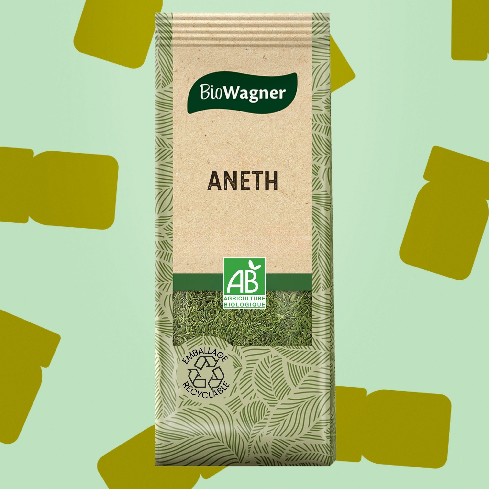 Sachet d aneth bio AB deshydrate Biowagner 20g herbe aromatique pour saumon salade de concombres et sauces