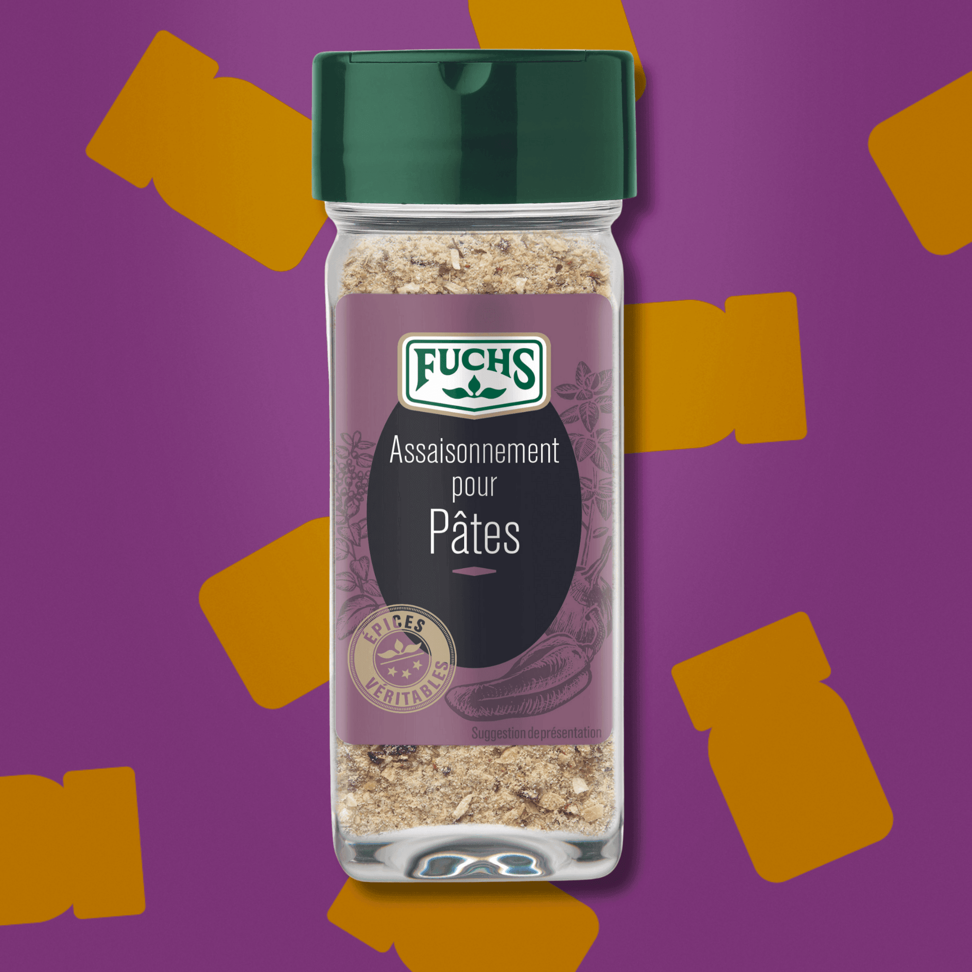 Assaisonnement pour pâtes Fuchs en flacon 30g, mélange d'herbes idéal pour parfumer les sauces bolognaises et les pizzas Fuchs.