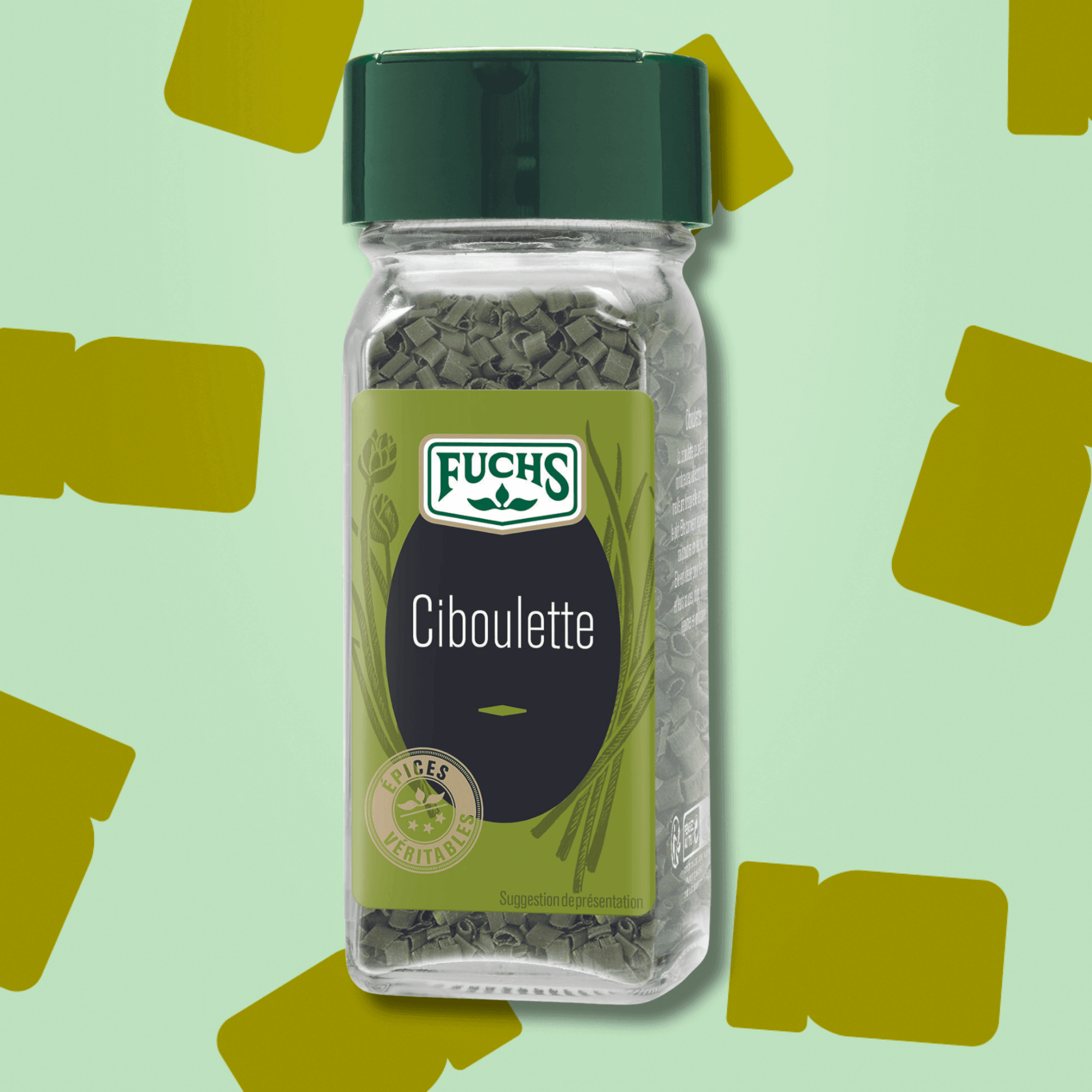 Flacon de ciboulette deshydratee Fuchs 6g herbe aromatique pour salades faisselle et omelettes
