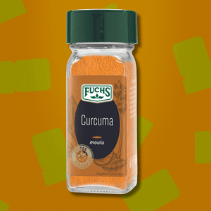 Curcuma moulu Fuchs 52g – colorant jaune pour currys, riz pilaf et soupes de lentilles
