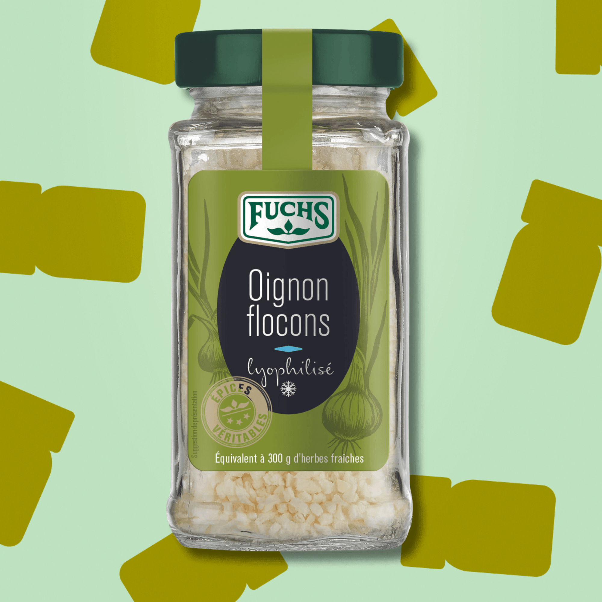 Flacon de flocons d oignon lyophilises Fuchs 35g pret a l emploi sans epluchage pour soupes et viandes