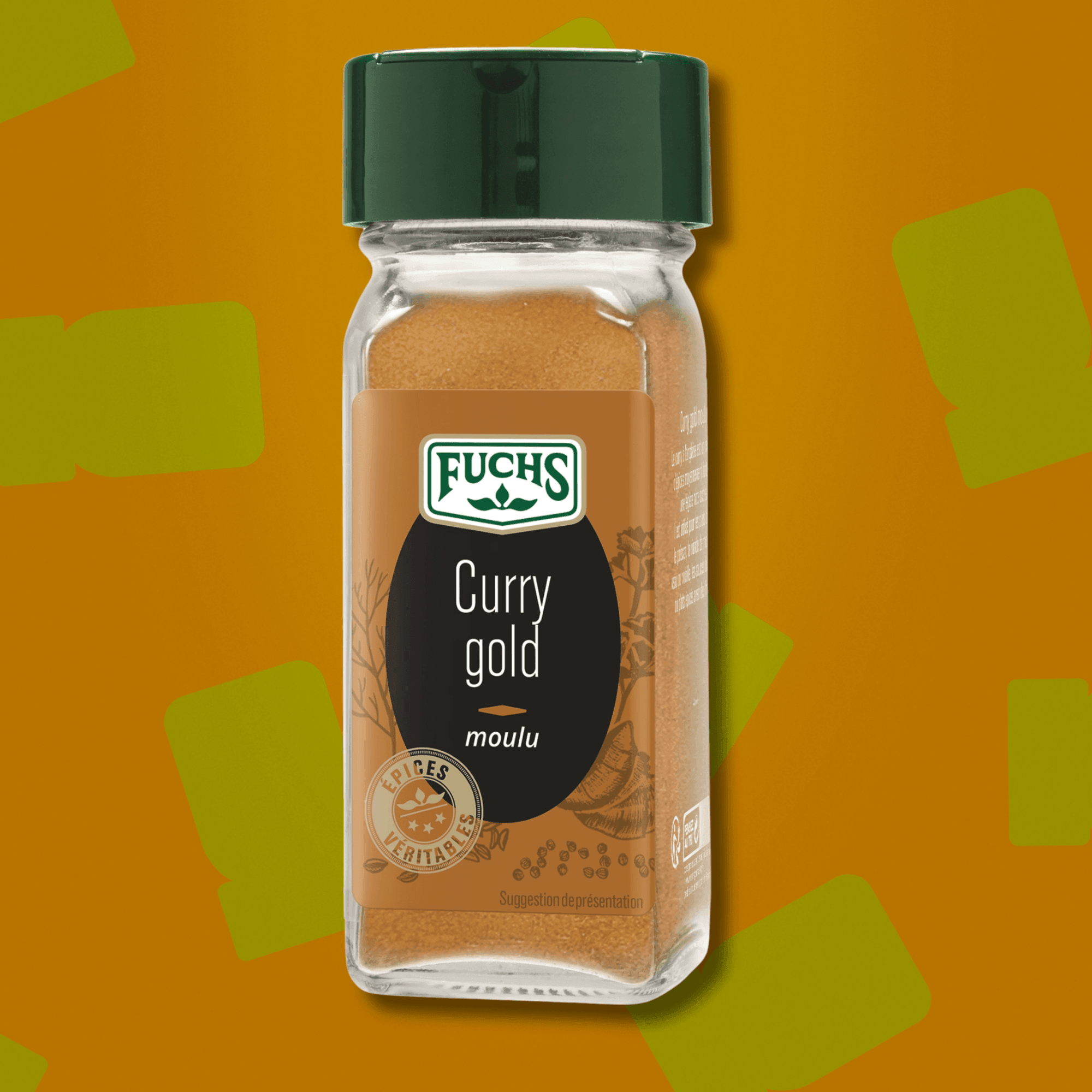 Flacon en verre de curry gold moulu Fuchs 40 g melange d epices pour curry japonais kare raisu
