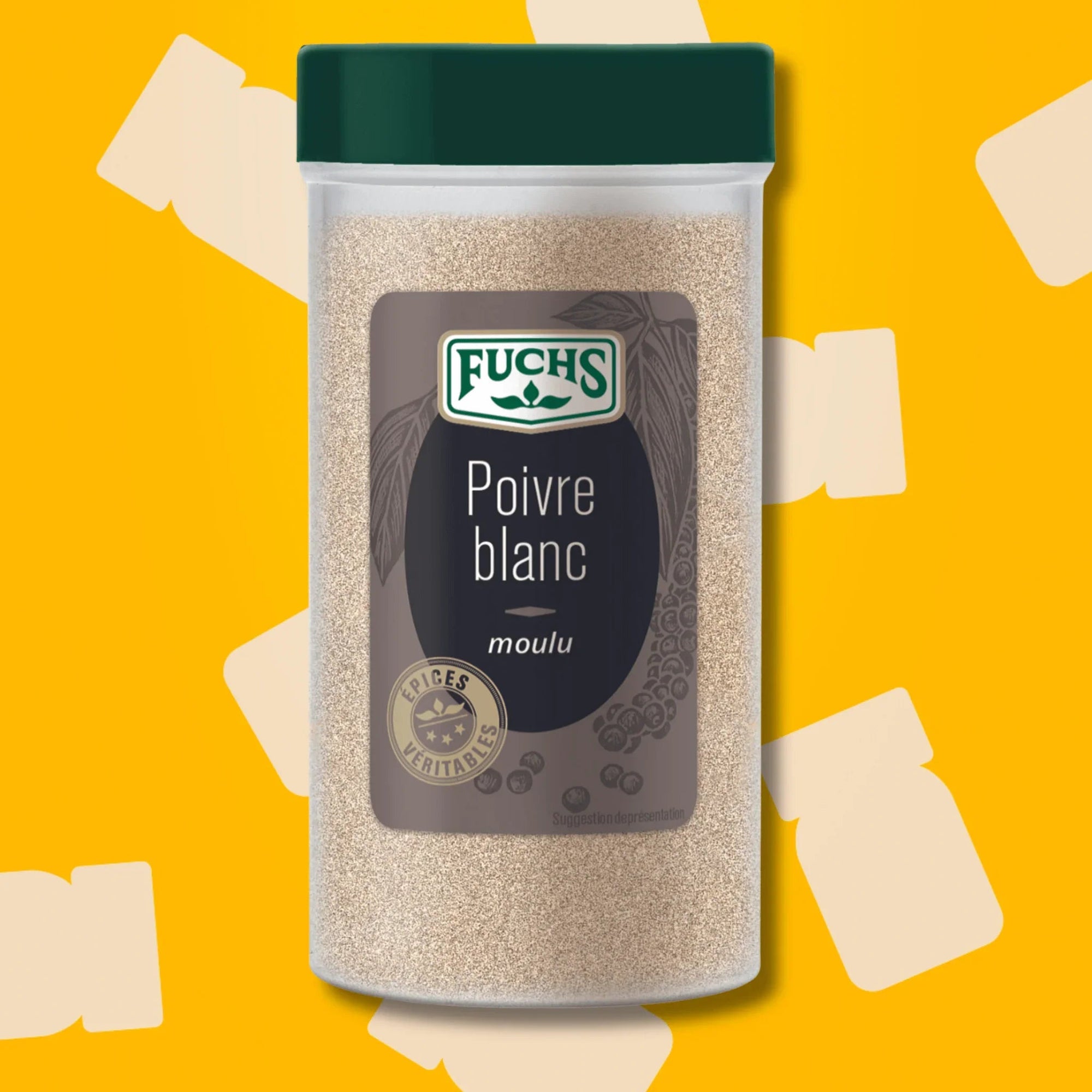 Tubo grand format de poivre blanc moulu Fuchs 110 g poudre fine pour l assaisonnement des sauces claires de brasserie et purées