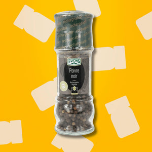 Poivre noir moulin Fuchs 60 g – rechargeable pour steak, légumes et sauces