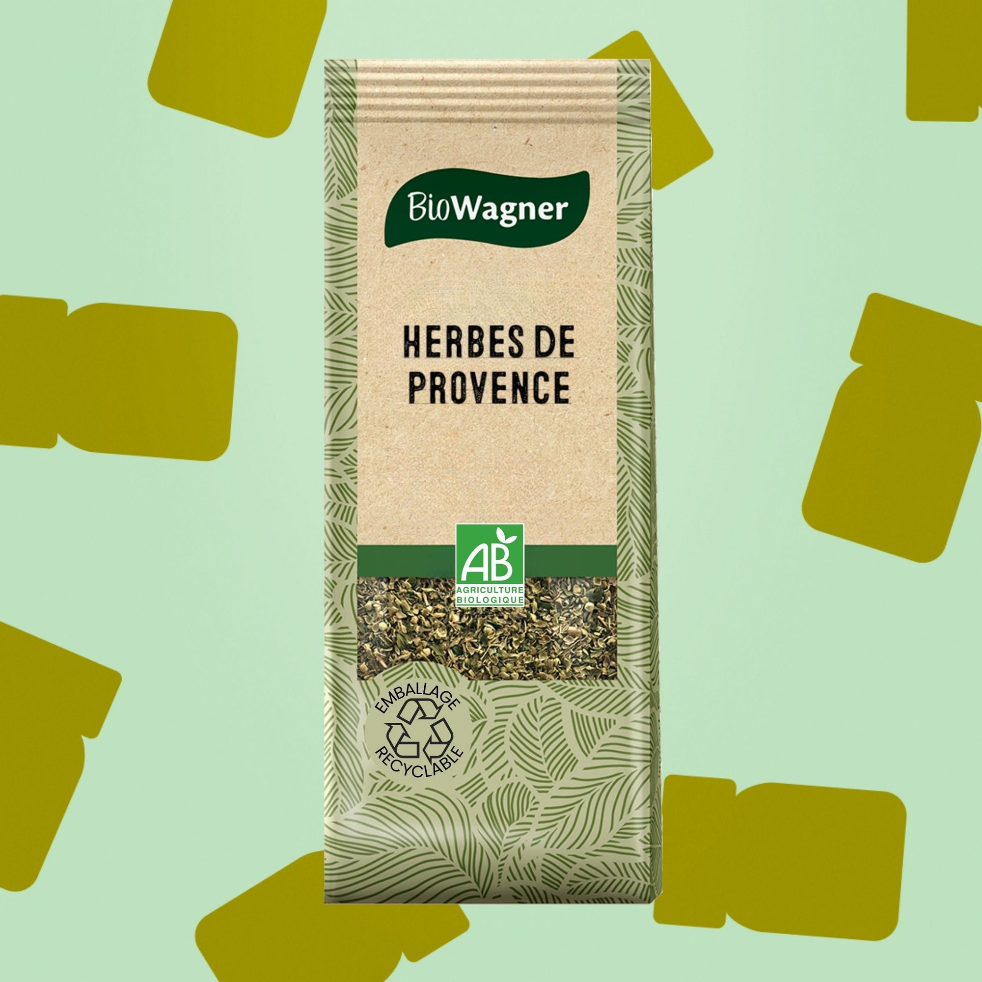 Sachet d'herbes de Provence biologiques certifiées Bio AB 30g Biowagner, mélange traditionnel idéal pour parfumer les grillades au barbecue, marinades, ratatouilles et légumes rôtis
