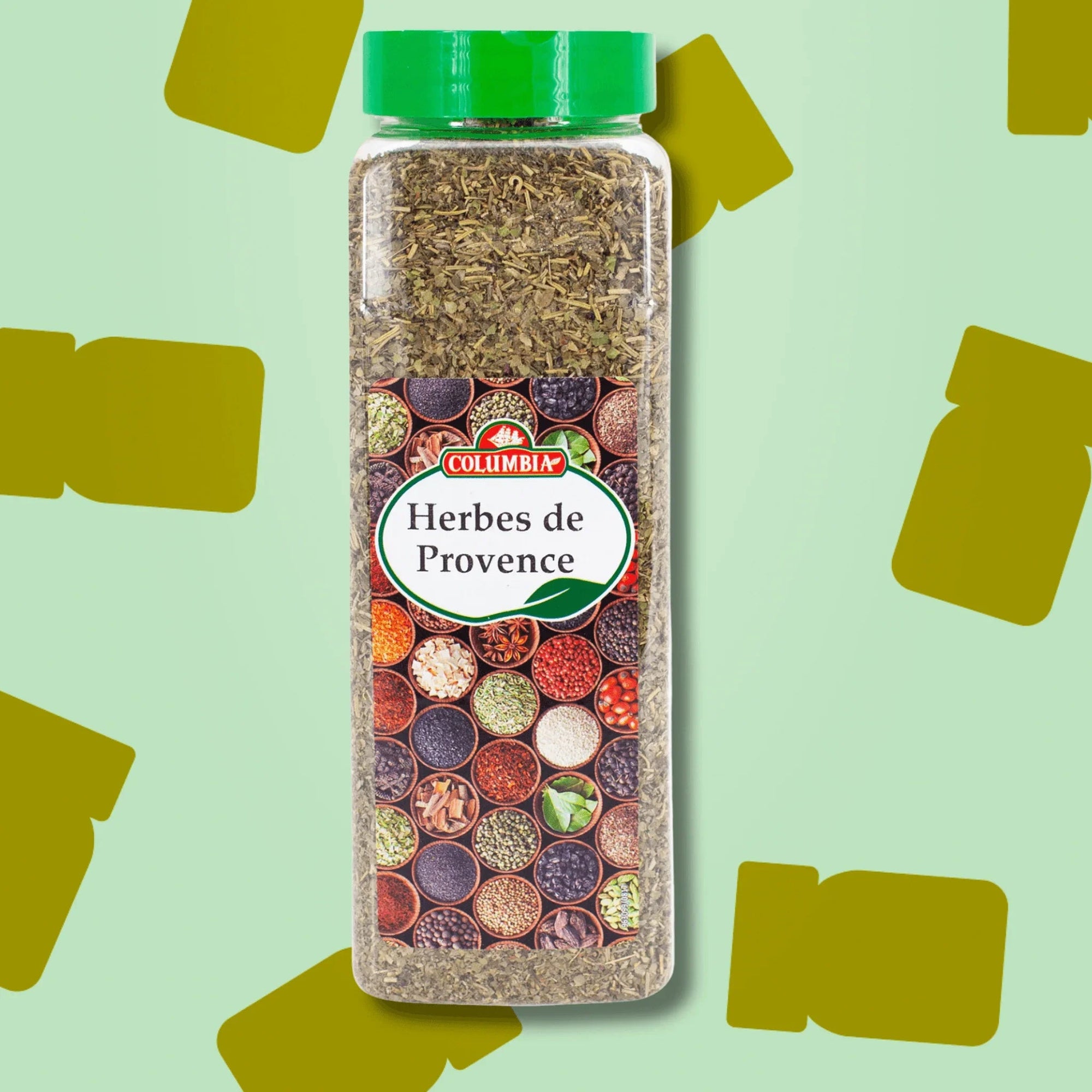 Boîte litre carrée de 200g d'herbes de Provence Columbia par Épices Fuchs, mélange professionnel de 8 herbes robustes résistant aux hautes températures pour grillades et rôtis