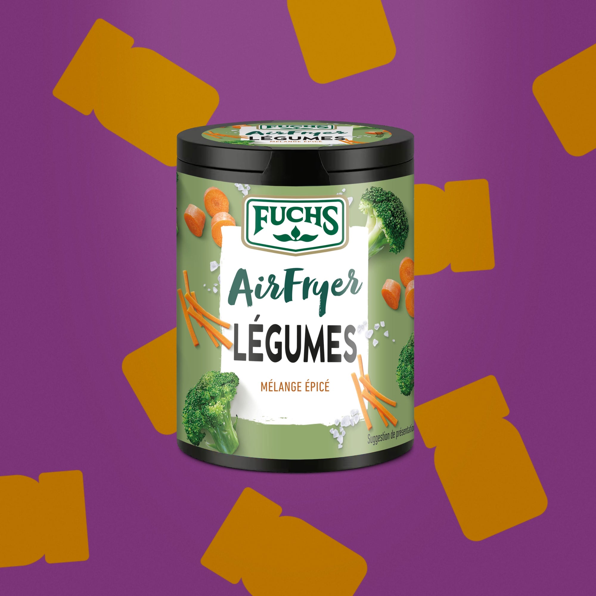 Flacon de mélange d'épices pour légumes 60g Épices Fuchs spécial AirFryer, idéal pour obtenir des légumes rôtis croustillants, des frites de patate douce, des carottes ou des courgettes