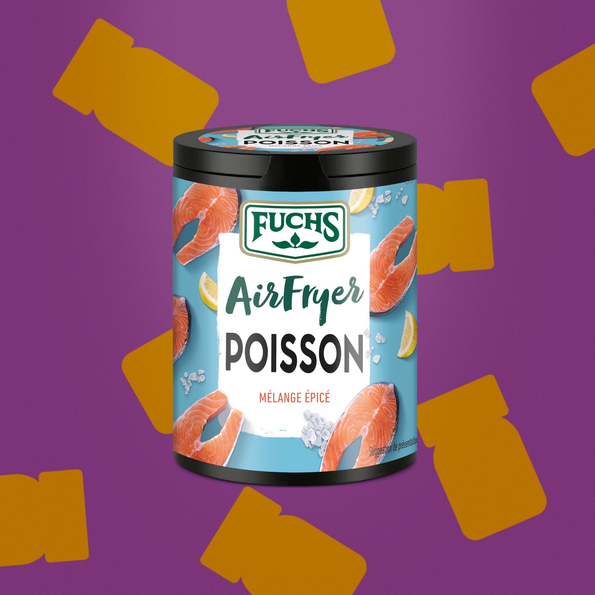 Mélange d'épices et panure pour poisson spécial AirFryer Épices Fuchs en format 75g, saveur citron et persil pour rendre croustillants et dorés les filets de cabillaud, de saumon ou les crevettes
