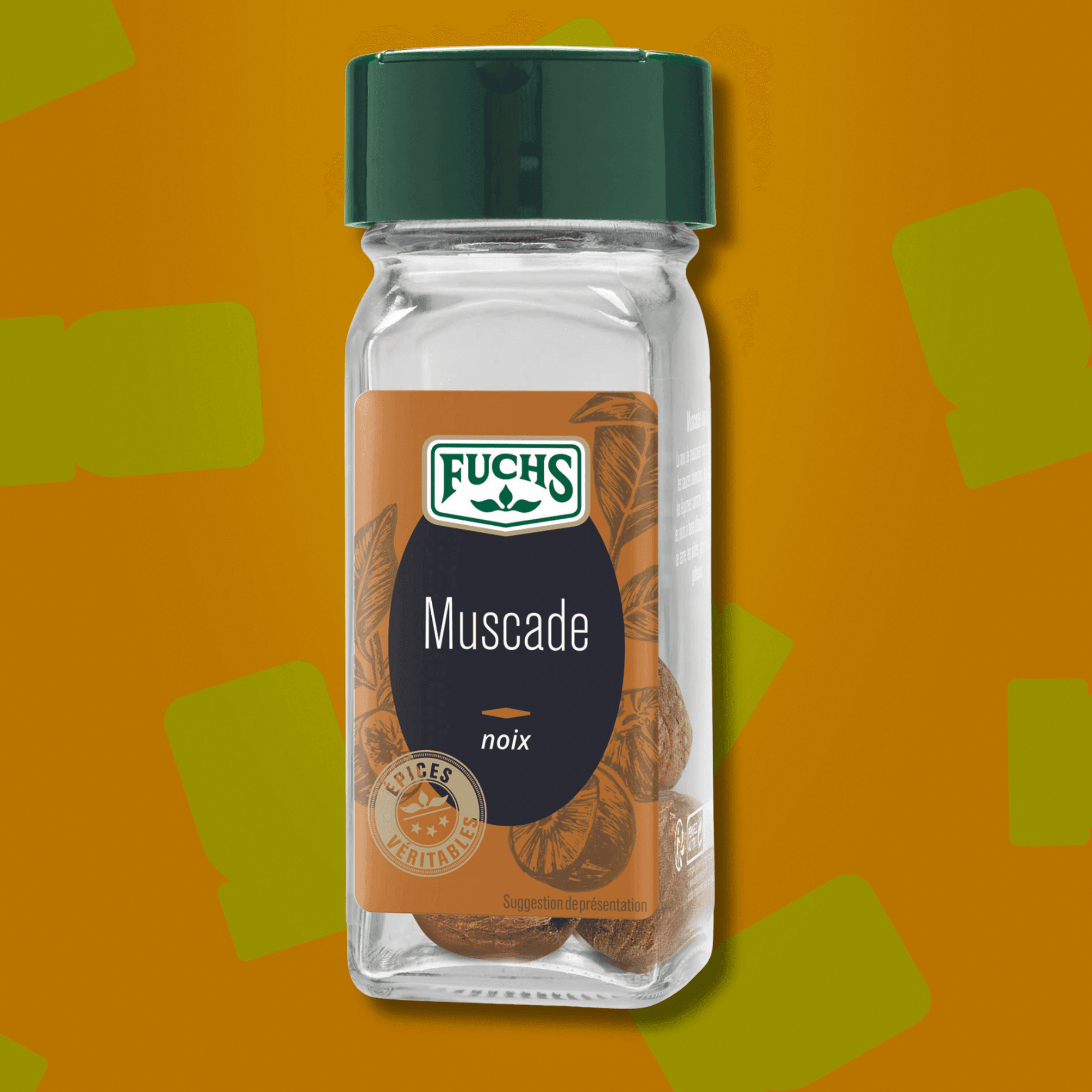Flacon de noix de muscade entiere Fuchs 9g pour sauce bechamel puree et gratins