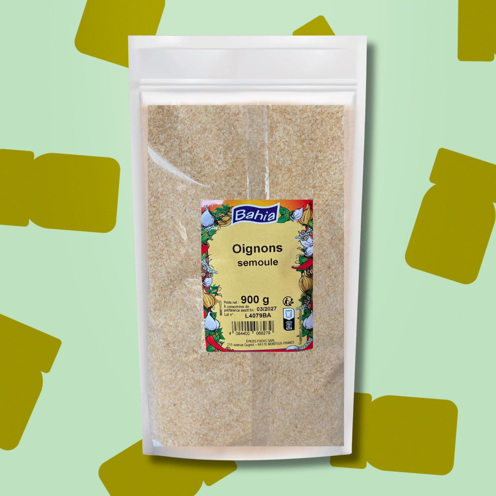 Sac professionnel de 900g d'oignons semoule Bahia pour restaurateurs et traiteurs, idéal pour assaisonner instantanément et en volume les sauces, les farces, les marinades et les plats mijotés