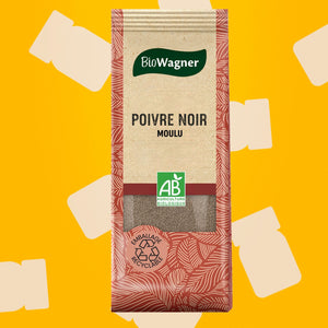 Poivre noir bio AB moulu Biowagner 50 g – pour sauces, viandes et marinades