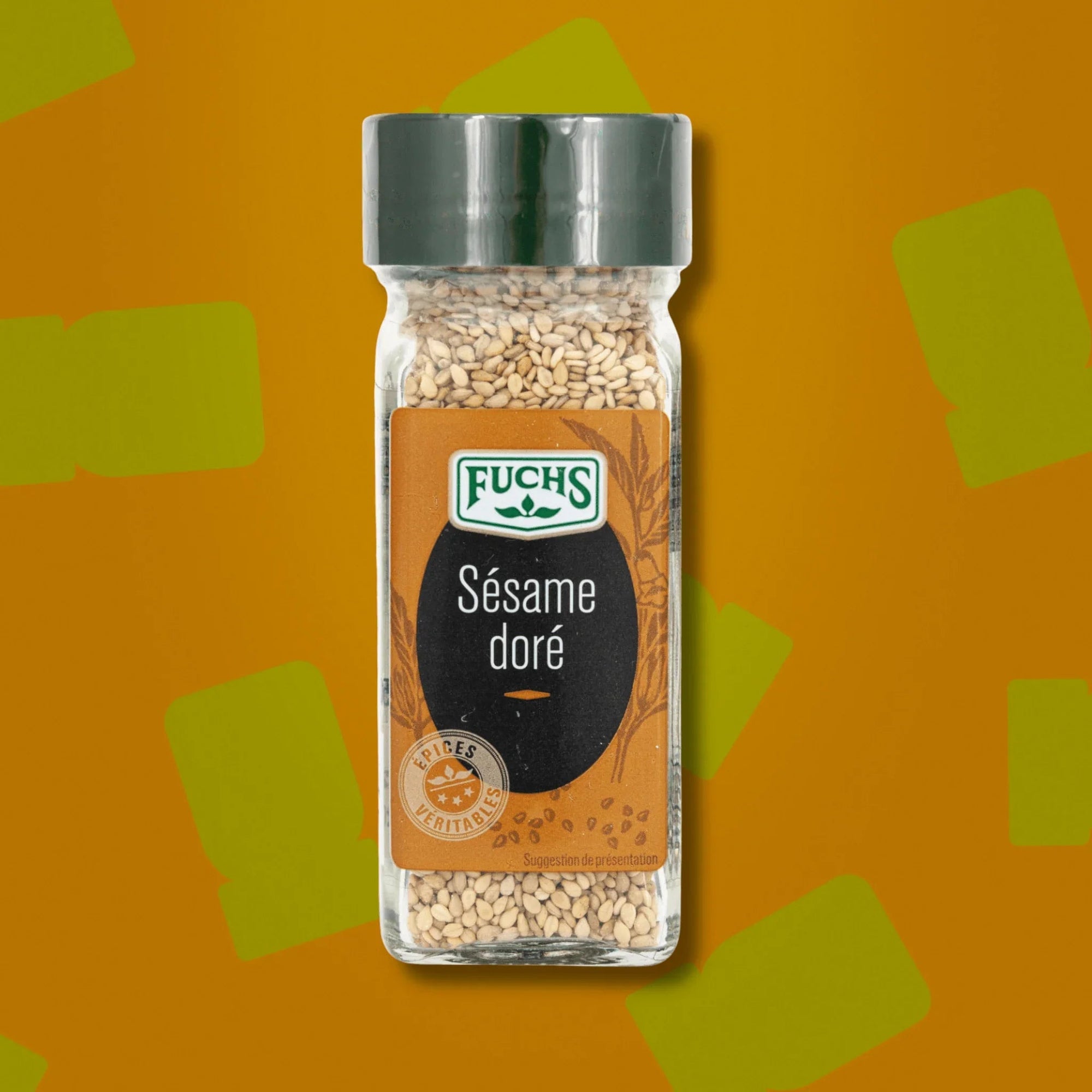 Flacon de graines de sésame doré 50g Épices Fuchs pour pain maison, salades et plats asiatiques