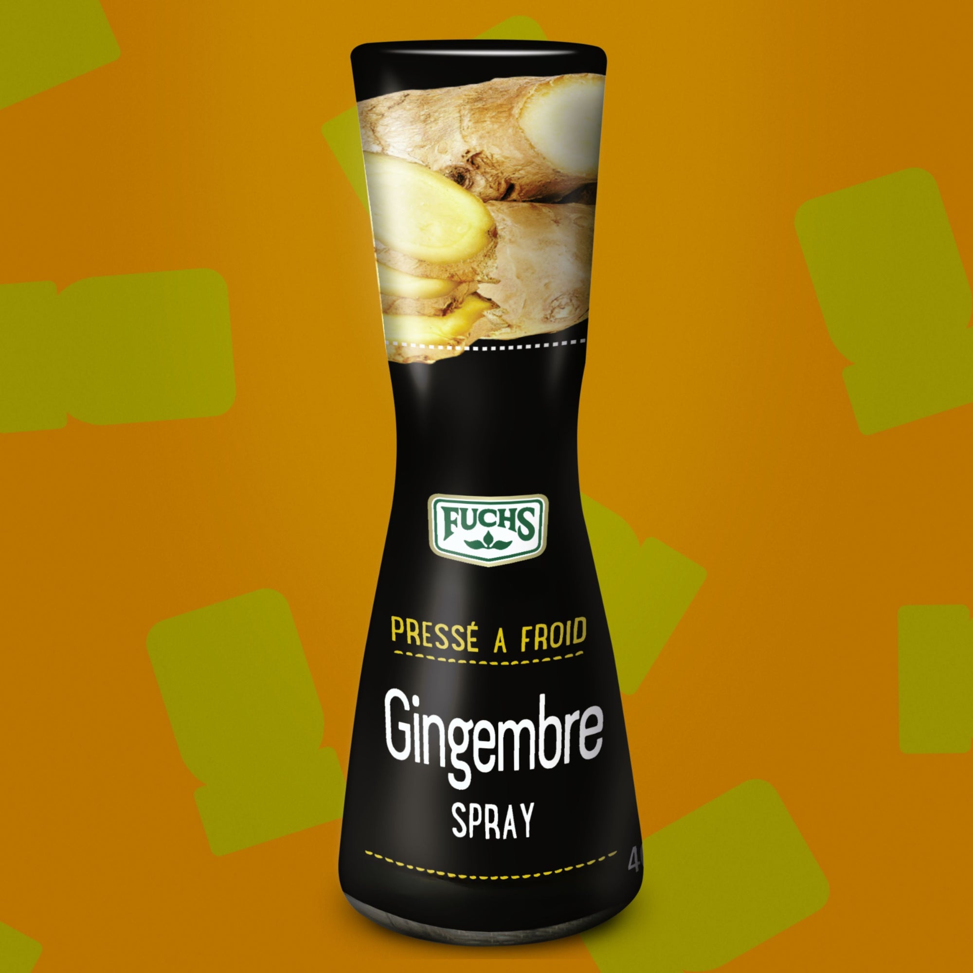 Flacon spray de gingembre Fuchs 40ml, extrait naturel sans huile idéal pour aromatiser les thés, cocktails et woks Fuchs.