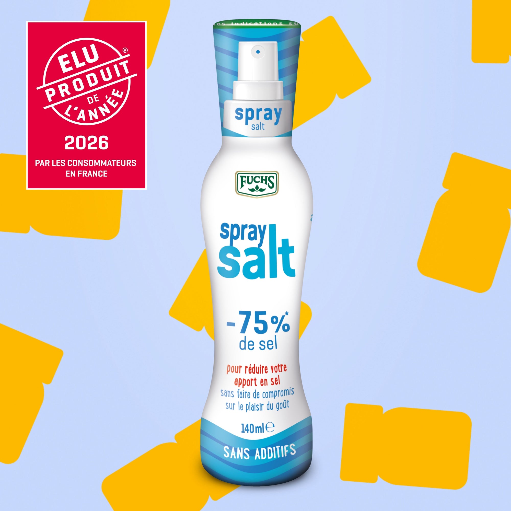 Flacon spray Salt sel de mer liquide 140 ml Épices Fuchs, Élu Produit de l'Année 2026, avec 75% de sel en moins pour assaisonner avec précision et régularité les salades, poissons et grillades