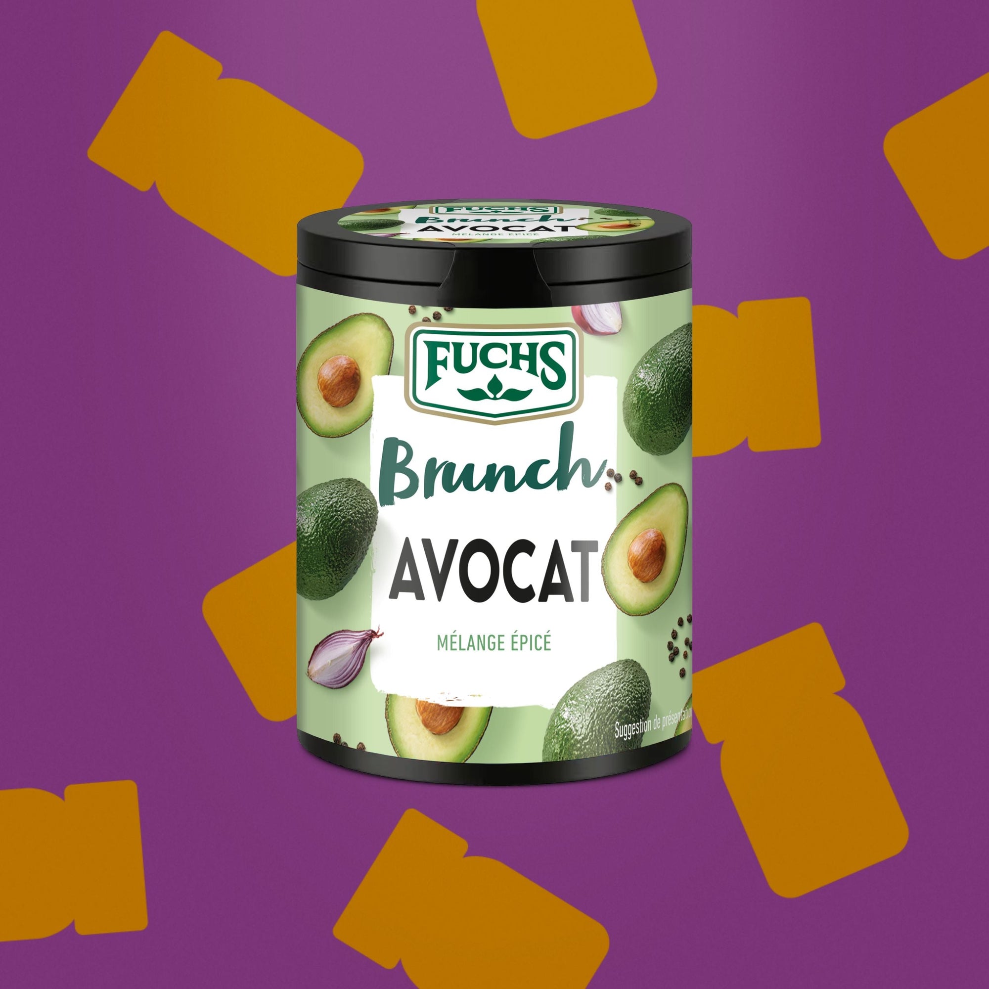 Topping avocat Fuchs en flacon 70g, mélange croustillant de sésame noir et citron idéal pour assaisonner les avocado toasts Fuchs.