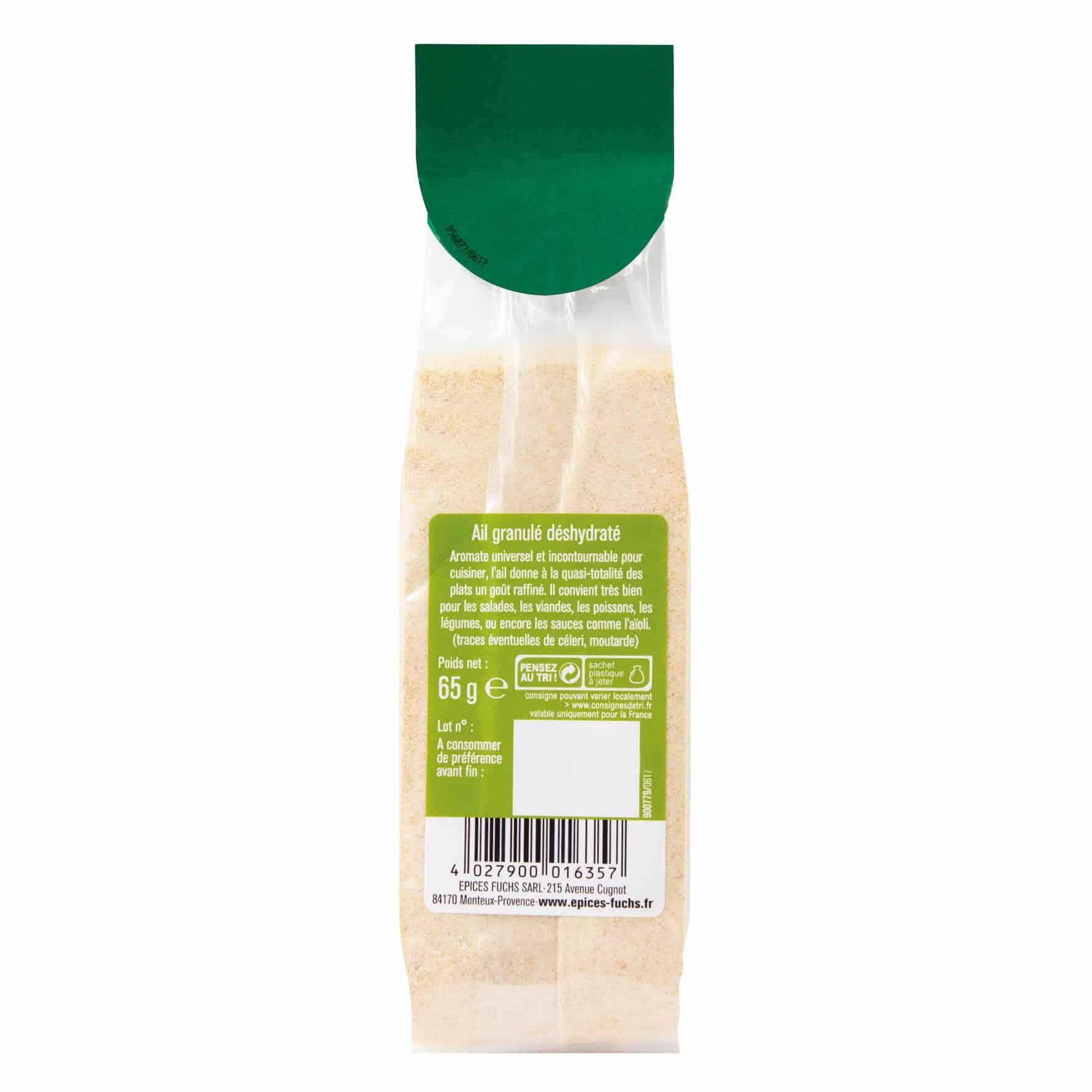 Ail granulé sachet recharge - 65G FUCHS - Épices Fuchs